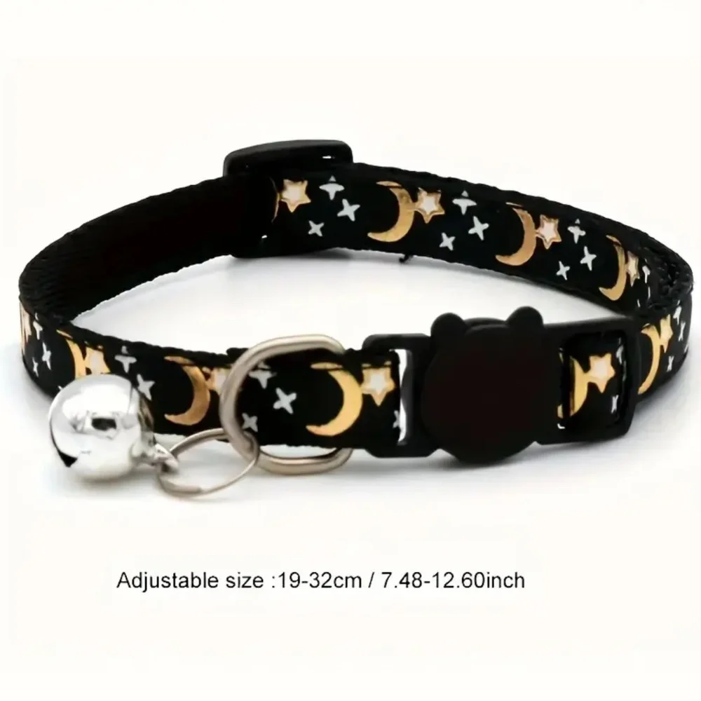 NEW! Adjustable Break Away Cat & Small Dog Moon and Stars Collars with B…